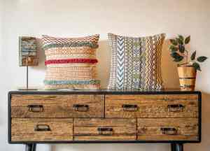 Juego de Fundas de Almohada Boho Hechas a Mano, Patrón Geométrico Tribal, Fundas de Cojín Texturizadas, Estilo Rústico Vintage para el Hogar, 18x18 20x20 - Product Image 6