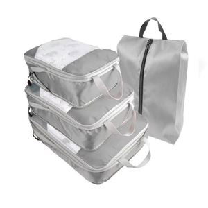 Bolsa Organizadora de Equipaje de Viaje Plegable de Poliéster Ligero y Moderno, Cubos de Embalaje de Compresión de Malla Portátiles para Zapatos - Product Image 2