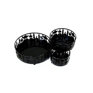 Plateau à bonbons et noix de trois tailles différentes, en métal noir, pour le Ramadan, au prix le plus bas - Product Image 1