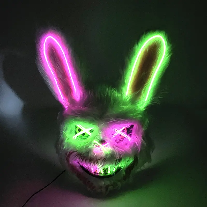 2024 Led Masker Led Light Up Voor Halloween Easter Kerst Konijn Feest Gezichtsmasker Halloween Leuke Activiteit Rollenspel Led El Masker