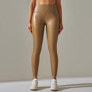 Nuovi <span class=keywords><strong>Pantaloni</strong></span> da Yoga in Ecopelle PU a Tinta Unita da Donna, Modellanti, Sottili a Matita, a Vita Alta ed Elasticizzati per Sport ed Esercizi - Product Image 5