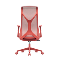 Nouvelle Chaise de Bureau Commerciale en Maille Rouge à Dossier Haut, Modèle 2026, avec Base Pivotante à Hauteur Réglable pour Usage Scolaire