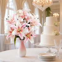 9 Blütenköpfe Lilienstrauß Künstliche Asiatische Lilien-Stiele Handgebunden für Braut Hochzeit Party Hotel Tischdekoration