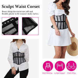 Corsé de malla transpirable original al por mayor para mujer, bajo el pecho corpiño, corsé con cordones, <span class=keywords><strong>reductor</strong></span> de cintura, ropa moldeadora para colombianas - Product Image 5