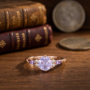 Anillo de Compromiso de Plata de Ley con Baño de Rodio y Cuarzo Lavanda Natural, Gema Redonda Morada, Joyería Fina Personalizada para Mujer - Product Image 5