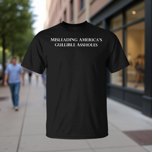 Camiseta Misleading America's Gullible Assholes para hombre, de algodón negro, corte estándar - Product Image 3
