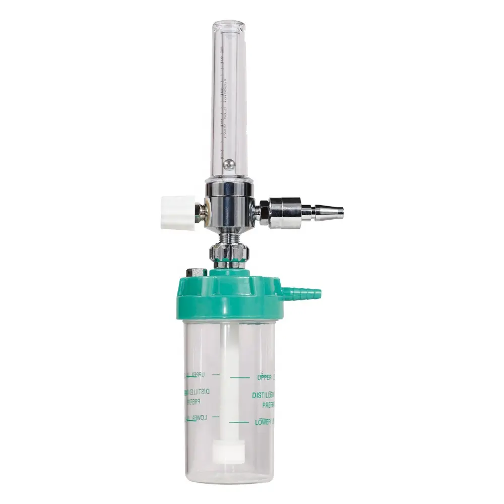 Inhalador de oxígeno de pared usado para hospital al por mayor, regulador de presión de oxígeno médico con caudalímetro de oxígeno y botella humidificadora