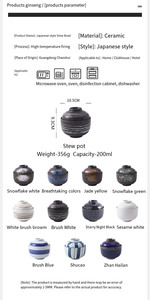 Petit bol en céramique <span class=keywords><strong>de</strong></span> style japonais, nid d'oiseau avec couvercle, bol pour mijoter, pot à vapeur, bol à œufs à la vapeur, bol à dessert - Product Image 4
