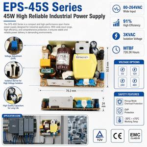 Fuente de Alimentación Conmutada de Marco Abierto EPS-45 de 45W, Convertidor AC/DC de 5V 12V 24V 48V, Placa PCB Compacta de <span class=keywords><strong>3x2</strong></span> Pulgadas, SMPS Individual - Product Image 2