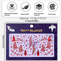 Autocollants de visage en strass rouge et noir pour Halloween, bijoux de visage en cristal autocollants pour maquillage de festival et cosplay