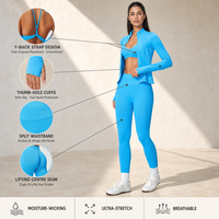 Ensemble de yoga 3 pièces pour femme : soutien-gorge dos nu, pantalon évasé et veste – Tenue de fitness populaire, ajustée et sans coutures