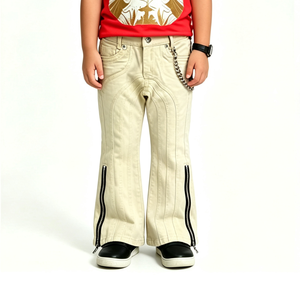 SOONREE - Jeans évasés pour enfants - Design tendance - <span class=keywords><strong>Beige</strong></span> - Fermeture éclair - Denim - Streetwear - Hip Hop - Pantalons pour garçons - Vente en gros - Haute qualité - OEM - Product Image 2