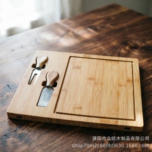 Plateau à fromage en bambou 18x36cm avec couteau et spatule pour servir steak, pain, fruits, en-cas, usage domestique - Product Image 5