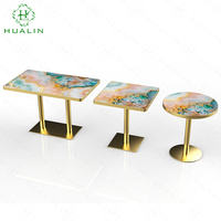 Tables de salle à manger de restaurant haut de gamme de style moderne HUALIN, en pierre frittée ou en verre, personnalisables avec des motifs