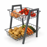 2-laags metalen fruit- en groentemand, afneembaar keukenopbergrek, aardappel-, ui- en tomatenorganizer, OEM ODM fabrikant