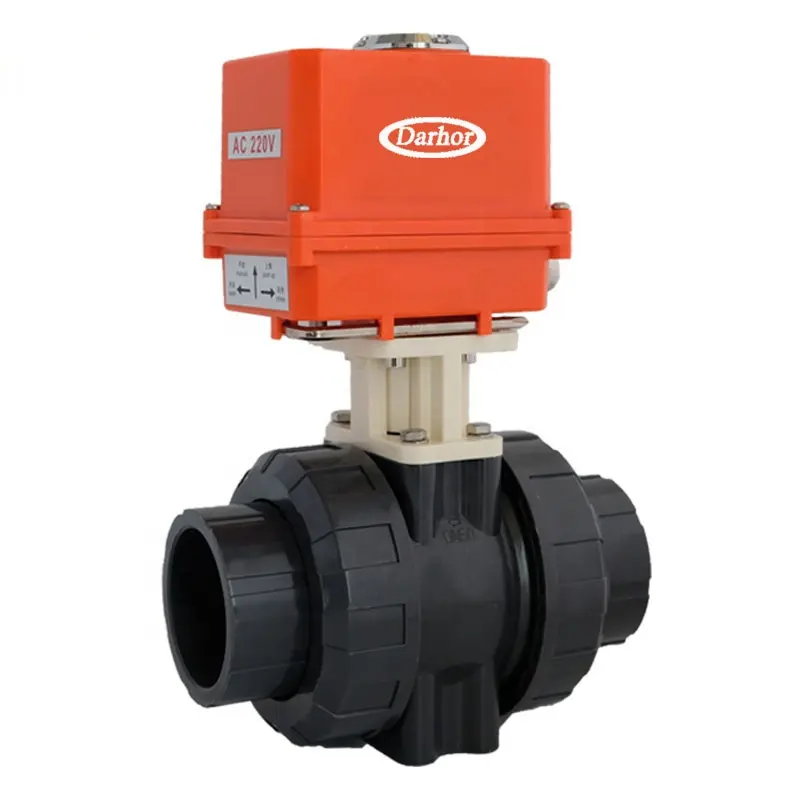 Kiểm Soát Dòng Chảy 32 Mét 40 Mét 50 Mét PVC Motorized Ball Valve Điện Cho Nước Hóa Chất