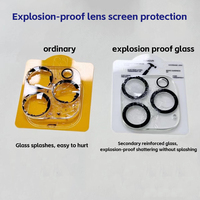 Protecteur d'objectif 3D anti-rayures en verre trempé pour iPhone 14, 15 Pro Max, 16 Plus, résistant aux flammes