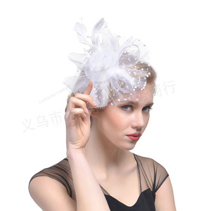 Luxe plume cheveux accessoires Vintage voile mariée Fascinator chapeau pour fête de mariage course jour événements en gros - Product Image 2