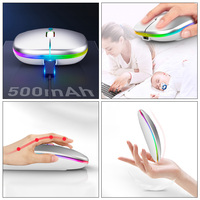 Souris RVB sans fil de couleur noire double modèle de souris rechargeable en plastique ultra mince de taille mini pour le bureau