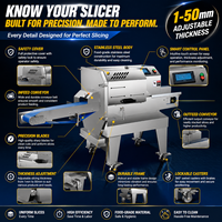 Nouvelle machine automatique de découpe de viande avec épaisseur réglable pour le traitement du jambon, du bacon, de la viande fumée et des saucisses, certifiée CE ISO