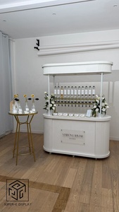 รถเข็นขนมตกแต่งงานแต่งงาน รถเข็นบาร์เคลื่อนที่พร้อมไฟ รถเข็นงานวันเกิดแบบกำหนดเองได้ - Product Image 6