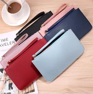 Cheap Promotion Gift Pu Leather Ultra Slim Small Wristlet Ladies Wallet For Women