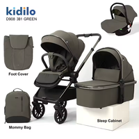 Poussette pliable légère en métal Kidilo 3-en-1 avec siège de sécurité haute position et panier, multifonctionnelle pour 0-6 mois