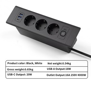 Multiprise encastrable double face UE avec prises Schuko, USB-C 20W, USB-A 18W, 4000W, pour <span class=keywords><strong>table</strong></span> de conférence et bureau - Product Image 5
