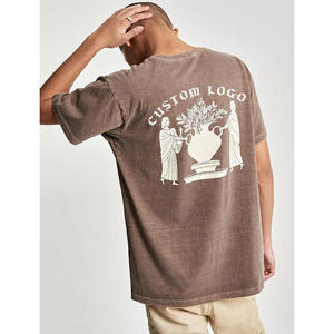 Maglietta oversize in grafi Oem di fabbrica maglietta pesante in pietra lavata 90 cotone 10 Spandex 8 Oz maglietta semplice personalizzata - Product Image 1