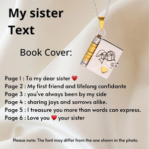 Collar con Colgante <span class=keywords><strong>de</strong></span> Acero Inoxidable Grabado <span class=keywords><strong>para</strong></span> Parejas, Diseño <span class=keywords><strong>de</strong></span> <span class=keywords><strong>Carta</strong></span> <span class=keywords><strong>de</strong></span> <span class=keywords><strong>Amor</strong></span> con Corazón y Páginas Intercambiables, Personalizable con LOGO, Regalo Ideal - Product Image 6