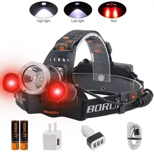 Ultra Bright 5000 Lumens 3 Lighting Modes Head Lamp White & Red LEDs IPX4 USB Rechargeable Headlamp for Running Camping Hiking