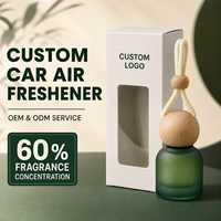 Vollständig Anpassbarer Hängender Auto-Lufterfrischer OEM ODM Benutzerdefiniertes Logo Mattglas-Flasche Holzdeckel Private Label 60% Duftkonzentration