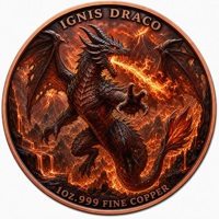 Pièce commémorative Dragon de feu 3D en relief, 1 oz, en cuivre fin .999, colorée, avec art de la lave, pour exposition, souvenir ou cadeau