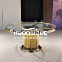 Ensemble de table de banquet ronde en verre transparent en acier inoxydable doré de meubles de quincaillerie Foshan