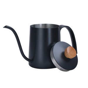 <span class=keywords><strong>12</strong></span> oz 350ml sang trọng thép không gỉ cổ ngỗng ấm trà & cà phê Ấm đun nước xách tay Stovetop nồi với nắp màu đen cho sử dụng ngoài trời - Product Image 2