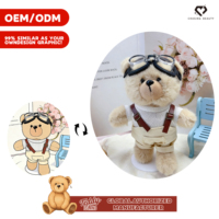 Boneka Beruang Teddy Kacamata Hitam Kain Katun Berkualitas Tinggi Poliester Unisex