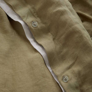 Set Sprei Mewah Ukuran Khusus dengan Pinggiran Kontras, Bahan Linen Organik, Sarung Bantal dan Selimut dengan Kancing - Product Image 5