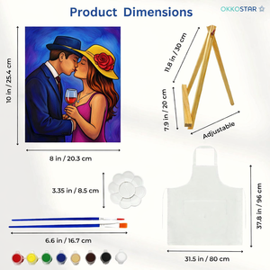 Wholesale 8x10 Inch Adults & Couples UV Printed Cartoon Style Sip and <b>Paint</b> Kit <b>Framed</b> Canvas Fabric With Easel And Apron - Product Image 2