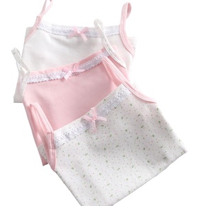 Vente en gros usine/OEM – Nouvelle collection <span class=keywords><strong>de</strong></span> débardeurs pour filles en coton pur avec nœud papillon en dentelle florale – Sous-vêtements doux pour enfants - Product Image 5