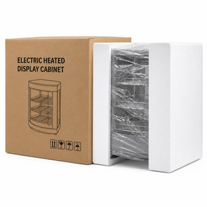 Vitrina Eléctrica con Calefacción para Mostrador, Exhibidor de Alimentos con Vidrio Curvo, Calentador de Alimentos de 3 Niveles de Acero Inoxidable, 220V - Product Image 6