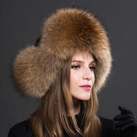 Gorro de invierno para mujer con orejeras de piel de mapache y forro de felpa, ideal para esquí, deportes al aire libre y pesca