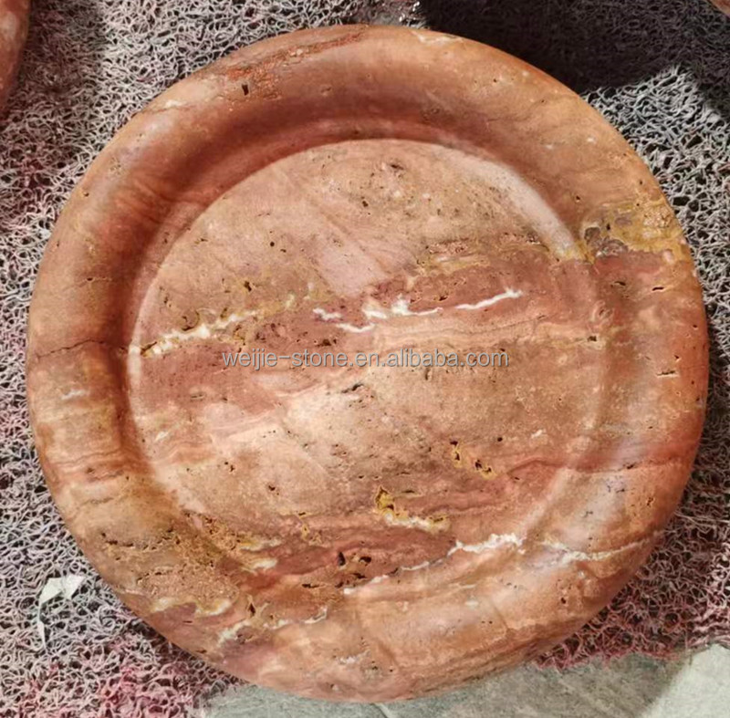 中国奢华石材冷玉绿色大理石上菜托盘雕刻圆形珠宝托盘圆边托盘