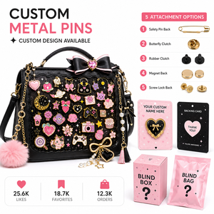 Spille smaltate personalizzate, Distintivi in metallo, Produttore all'ingrosso, Spilla in smalto duro Kawaii nera oro glitterata per <span class=keywords><strong>Ita</strong></span> Bag, Regalo - Product Image 1