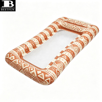 Transat gonflable de piscine style Boho Aztec, lit de bronzage flottant en maille, hamac aquatique de luxe couleur terre cuite pour adultes