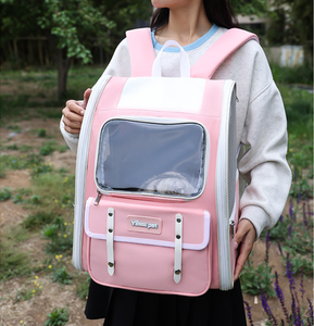 <b>Pet</b> Backpack <b>Carrier</b> Solid Color Oxford Material Zipper Closure Breathable Design for Cats - Product Image 6