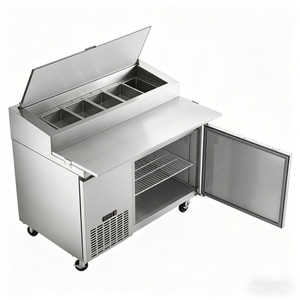 Comptoir de préparation réfrigéré commercial à porte simple, table à salades avec contrôle numérique de la température et système de refroidissement par ventilation. - Product Image 5