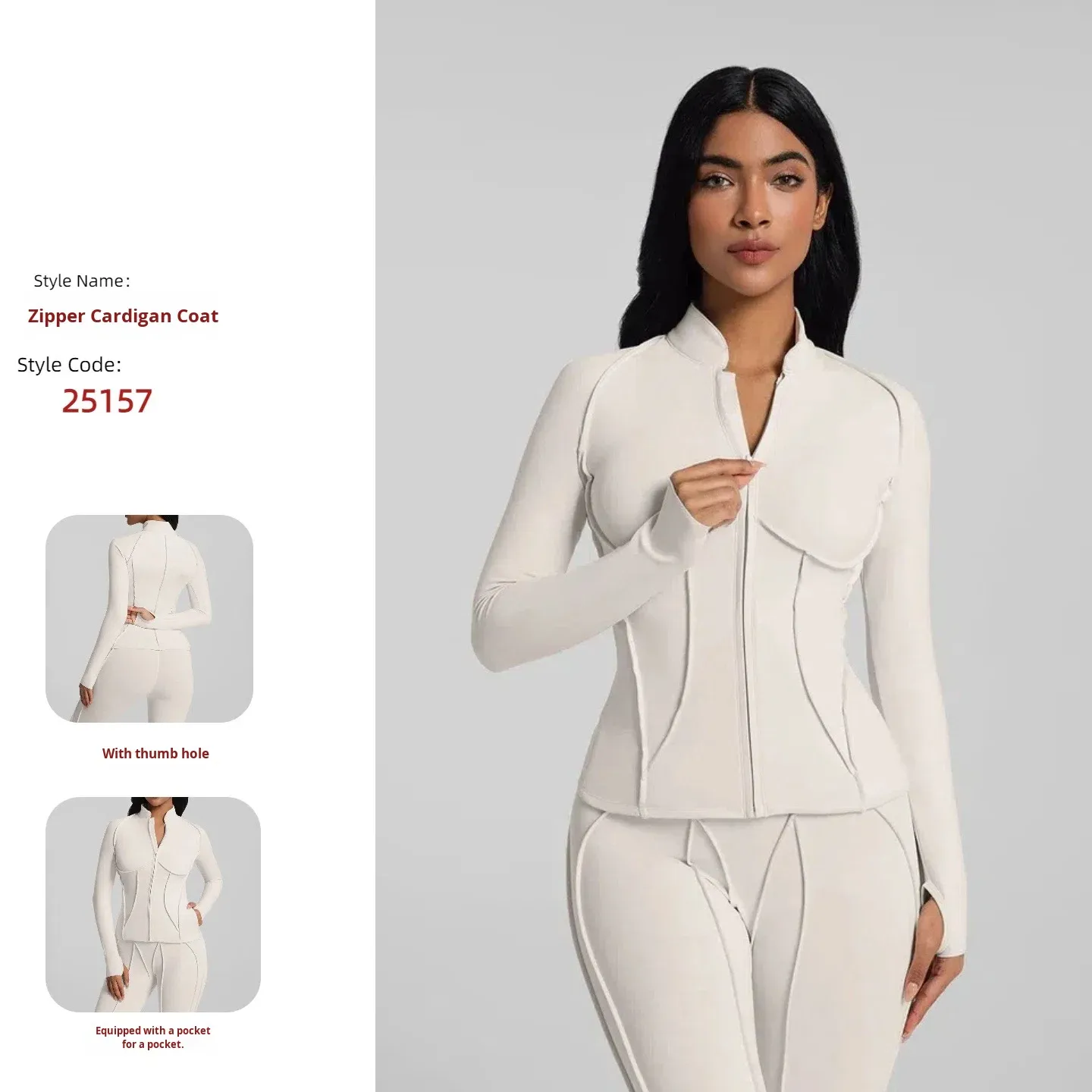 High-End Women's Breathable Plus Size Long-Sleeved Yoga Jacket Zipper Stand-Up Collar Four-Way Stretch Windproof for Sports