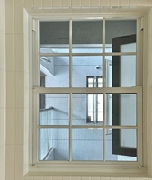 Ventanas Modernas de Vinilo de Doble Hoja para el Hogar, Doble Acristalamiento UPVC con Marco de Aleación de Aluminio, Apertura Vertical, Cortina Colgante