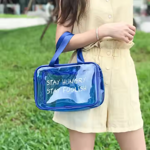 Sac de Cosmétiques Transparent en PVC Holographique avec Impression Sérigraphique de Logo Personnalisé, Grande Capacité, Étanche, Pochette de Maquillage - Product Image 5