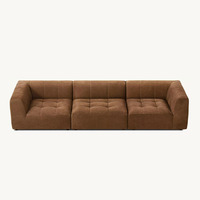 Chaise d'angle modulaire en cuir 3 pièces de style italien, ensembles de meubles de canapé en forme de L pour le salon pour les hôtels en tissu